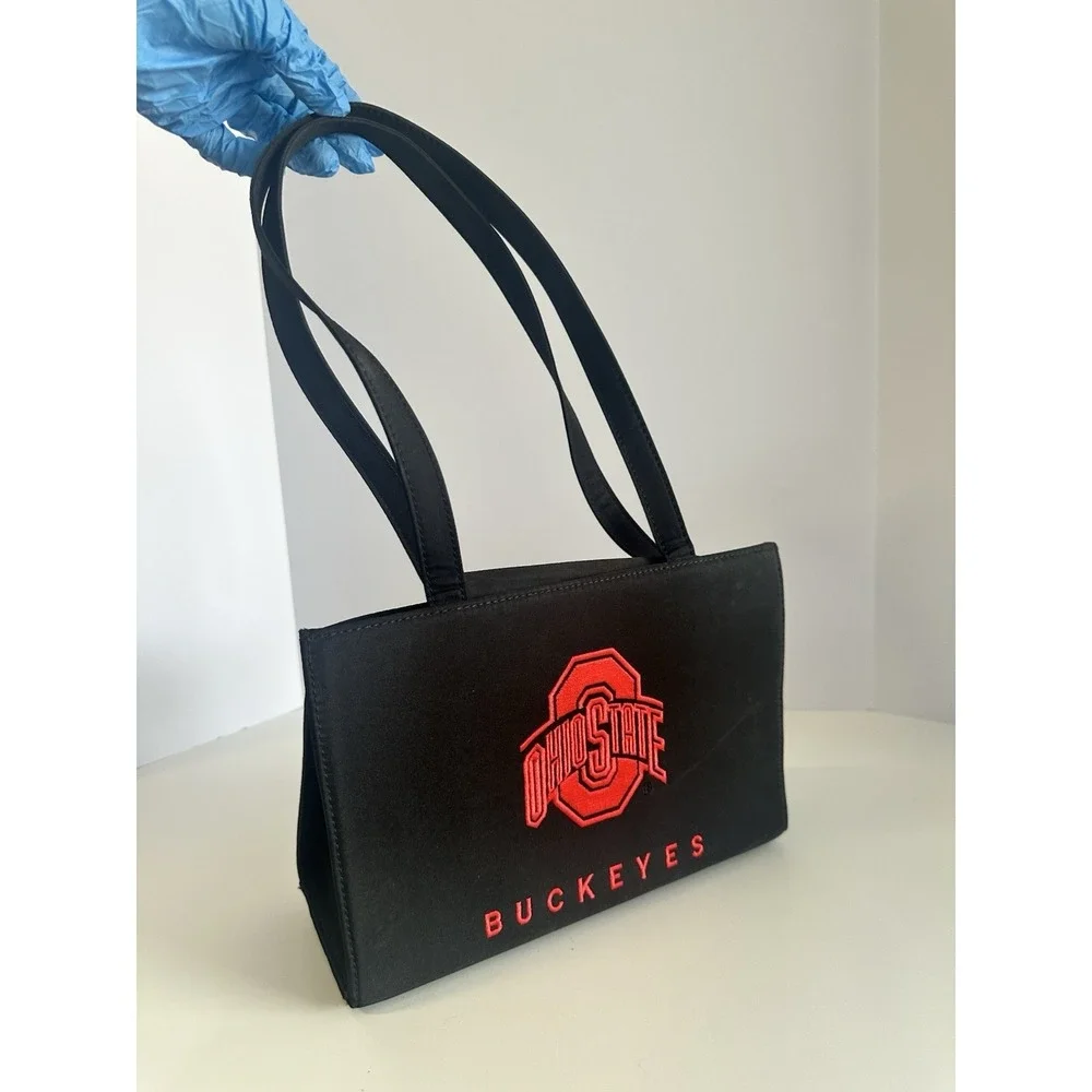 Ohio State Buckeyes Embroidered Black Tote Bag Symbol Living Fashion Handbag
